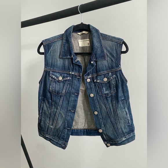 Rag and Bone Indigo Denim Vest - Picture 2 of 6